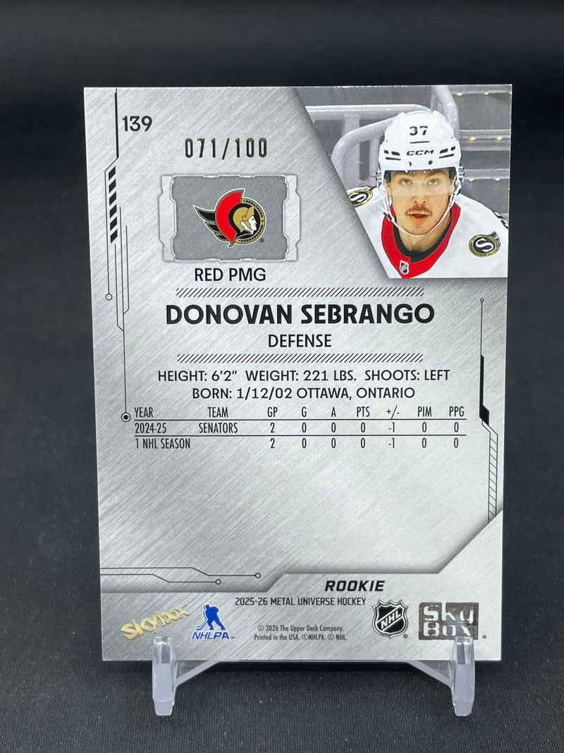 2025 UPPER DECK METAL UNIVERSE SKYBOX - RED PMG - D. SEBRANGO - #139 - #'D/100 - RC