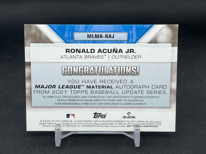 2021 TOPPS UPDATE - RED - MAJOR LEAGUE MATERIAL - R. ACUNA JR. - #MLMA-RAJ - #'D/25 - RELIC - AUTOGRAPH