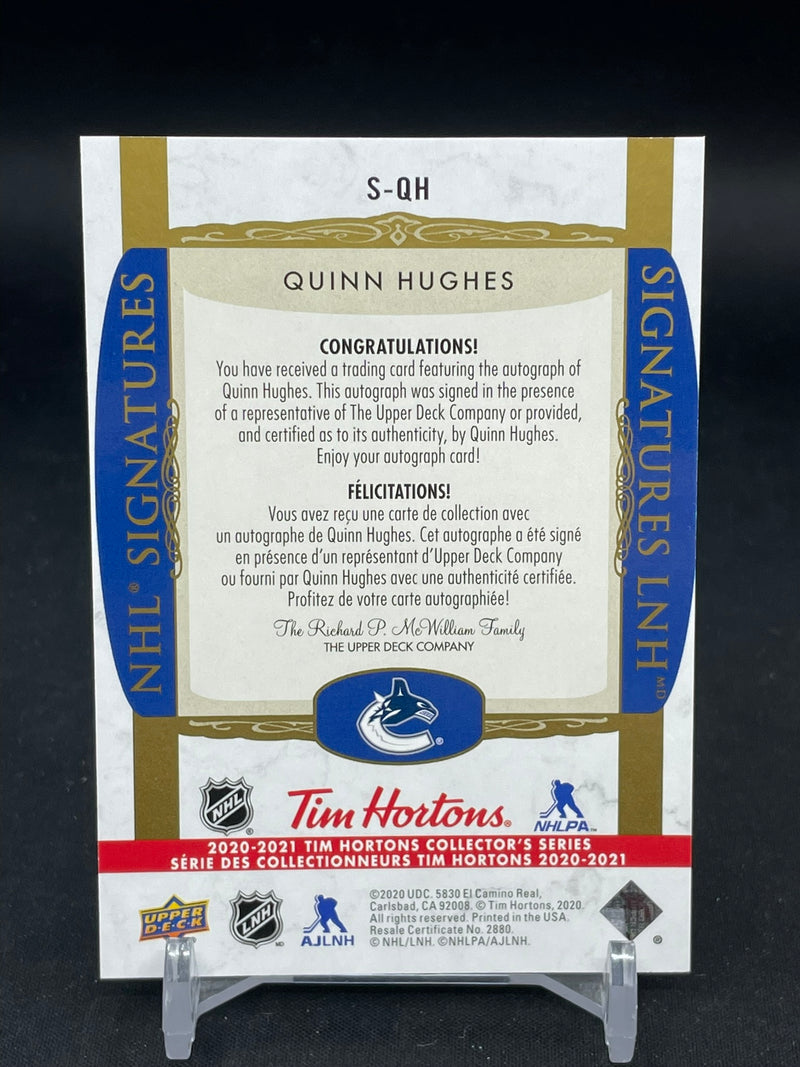 2020 UPPER DECK TIM HORTONS - NHL SIGNATURES - Q. HUGHES -