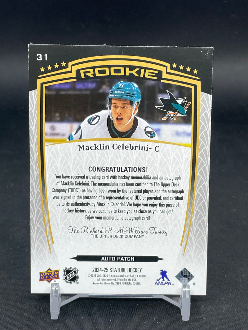 2024 UPPER DECK STATURE - AUTO PATCH ROOKIE - M. CELEBRINI - #31 - #'D/49 - RELIC - AUTOGRAPH - RC