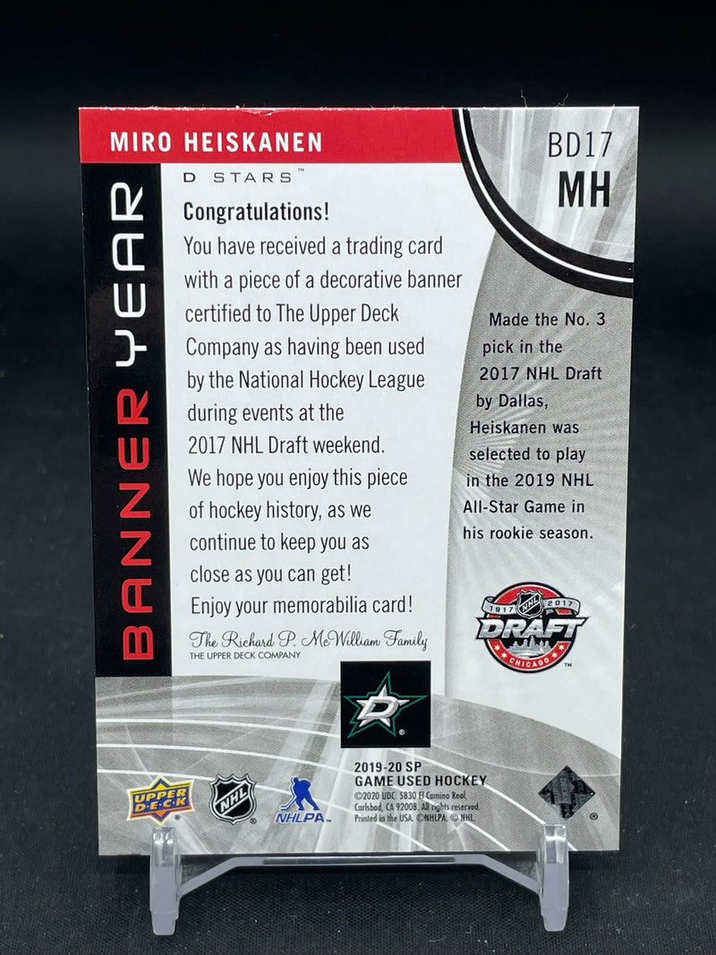 2019 UPPER DECK SP GAME USED - BANNER YEAR - M. HEISKANEN -