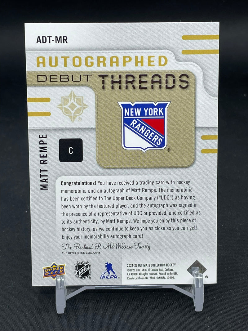 2024 UPPER DECK ULTIMATE - AUTOGRAPHED DEBUT THREADS - M. REMPE - #ADT-MR - #'D/199 - RELIC - AUTOGRAPH - RC