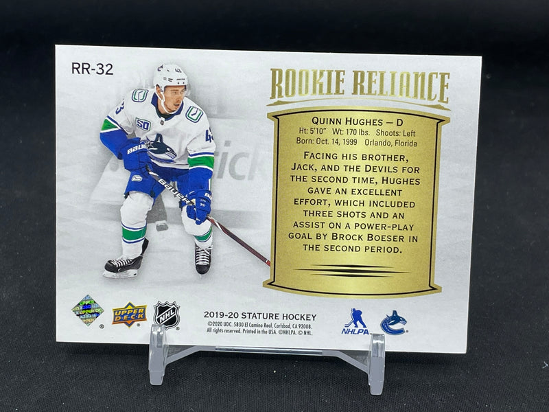 2019 UPPER DECK STATURE - GREEN - ROOKIE RELIANCE - Q. HUGHES - #RR-32 - #'D/99 - RC