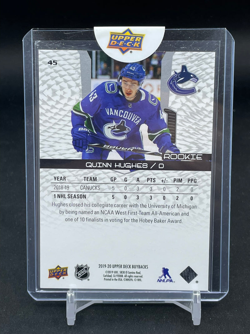 2019 UPPER DECK BUYBACKS - ROOKIE - Q. HUGHES - #45 - #'D/199 - RC