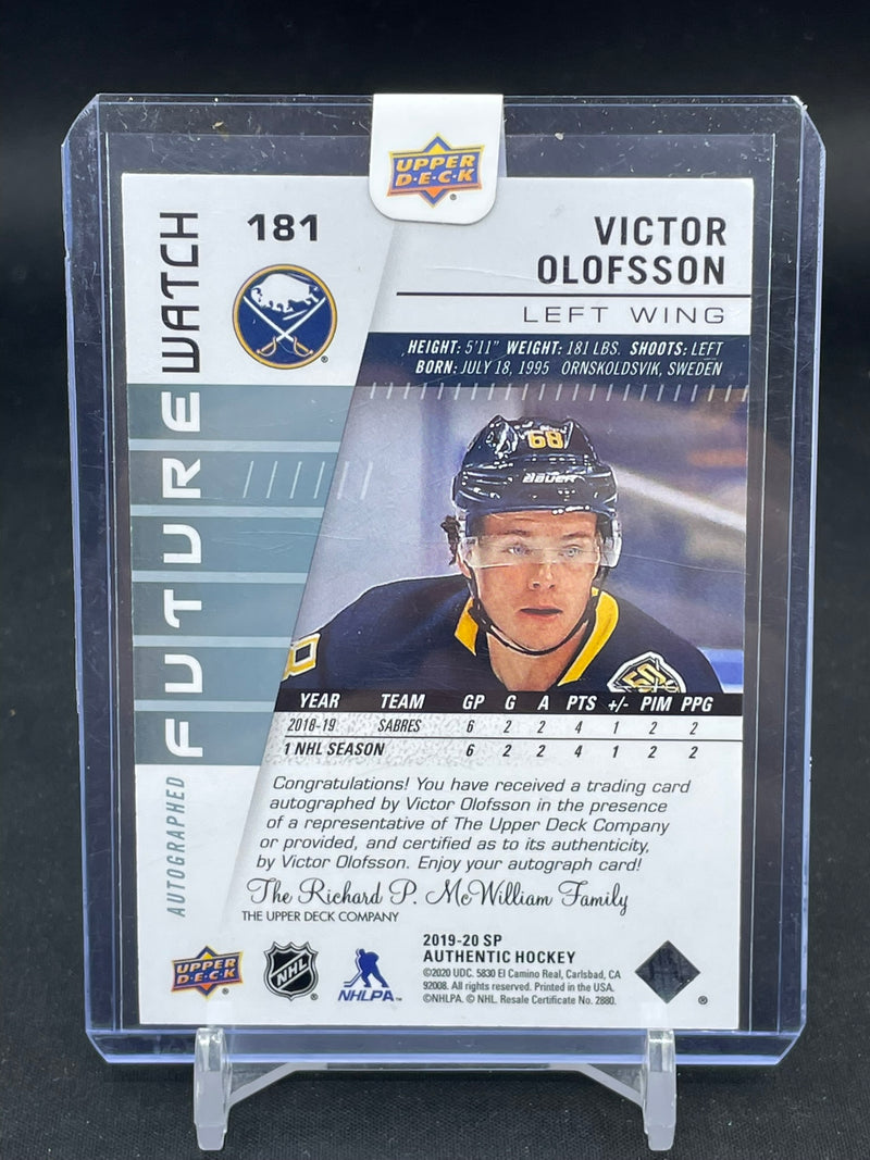 2019 UPPER DECK SP AUTHENTIC - FUTURE WATCH AUTOGRAPH - V. OLOFSSON - #181 - #'D/999 - AUTOGRAPH - RC