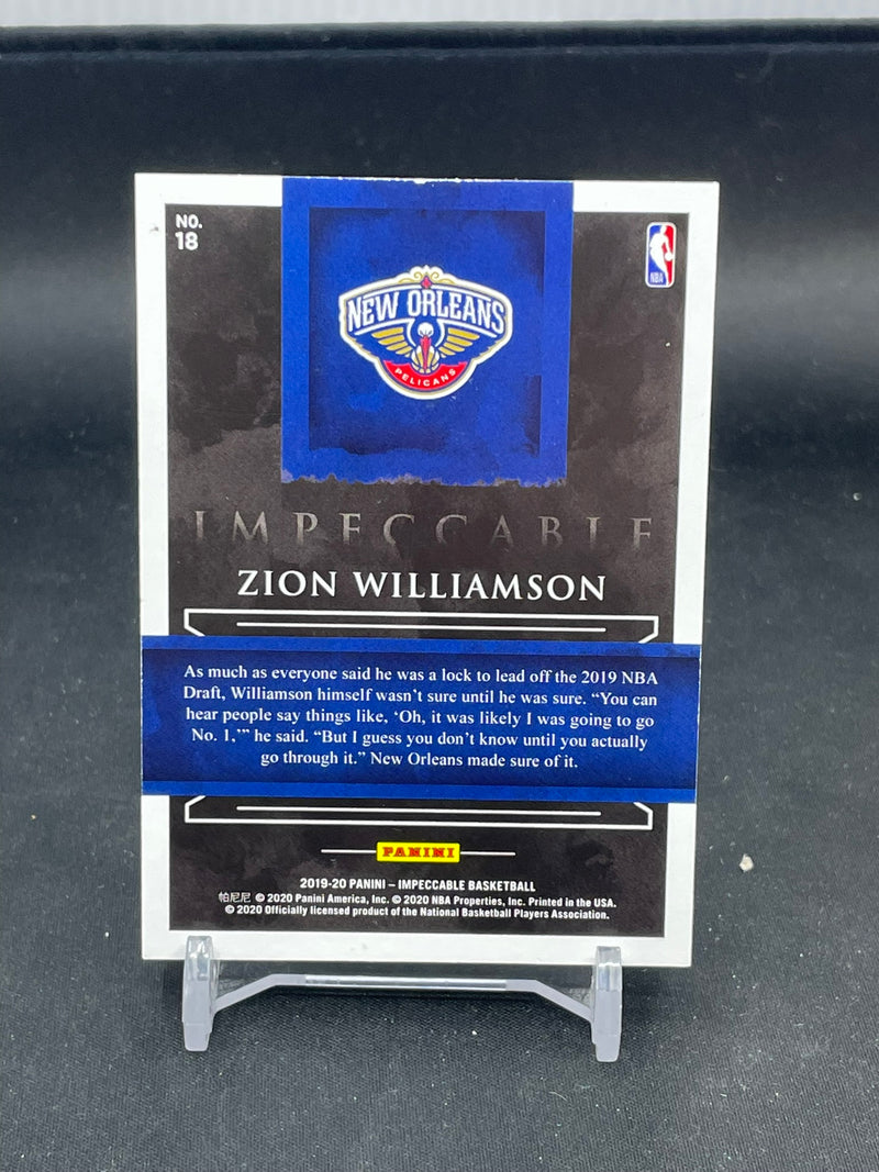 2019 PANINI IMPECCABLE - FINE SILVER - Z. WILLIAMSON - #18 - #'D/25 - SILVER RELIC - RC