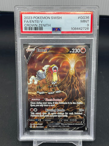 POKEMON - CROWN ZENITH - ENTEI V - FULL ART - #GG36 - PSA 9