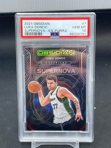 2021 PANINI OBSIDIAN - ELECTRIC ETCH PURPLE - SUPERNOVA - L. DONCIC - #7 - #'D/75 - PSA 10