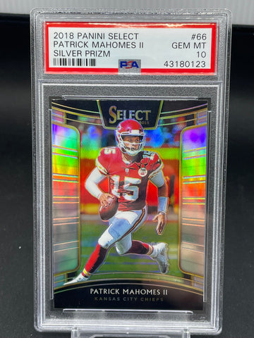 2018 PANINI SELECT - SILVER PRIZM - P. MAHOMES II - #66 - PSA 10