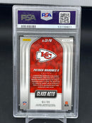 2018 PANINI CONTENDERS OPTIC - PURPLE - CLASS ACTS - P. MAHOMES II - #CA-PM - #'D/99 - PSA 9