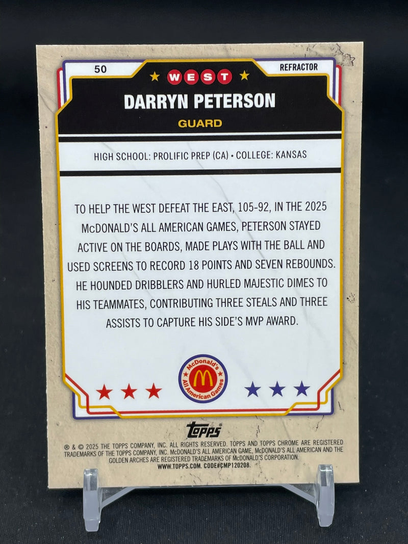 2025 TOPPS CHROME MCDONALDS - REFRACTOR - D. PETERSON -