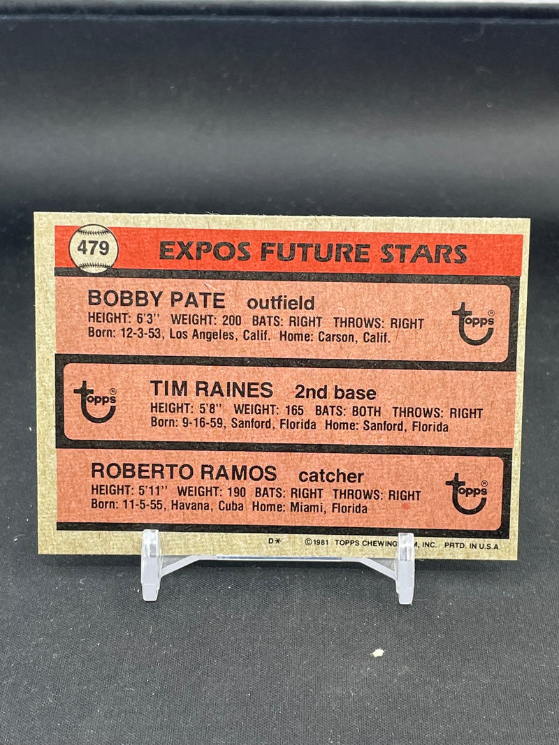 1981 TOPPS - EXPOS FUTURE STARS - B. PATE / T. RAINES / R. RAMOS -