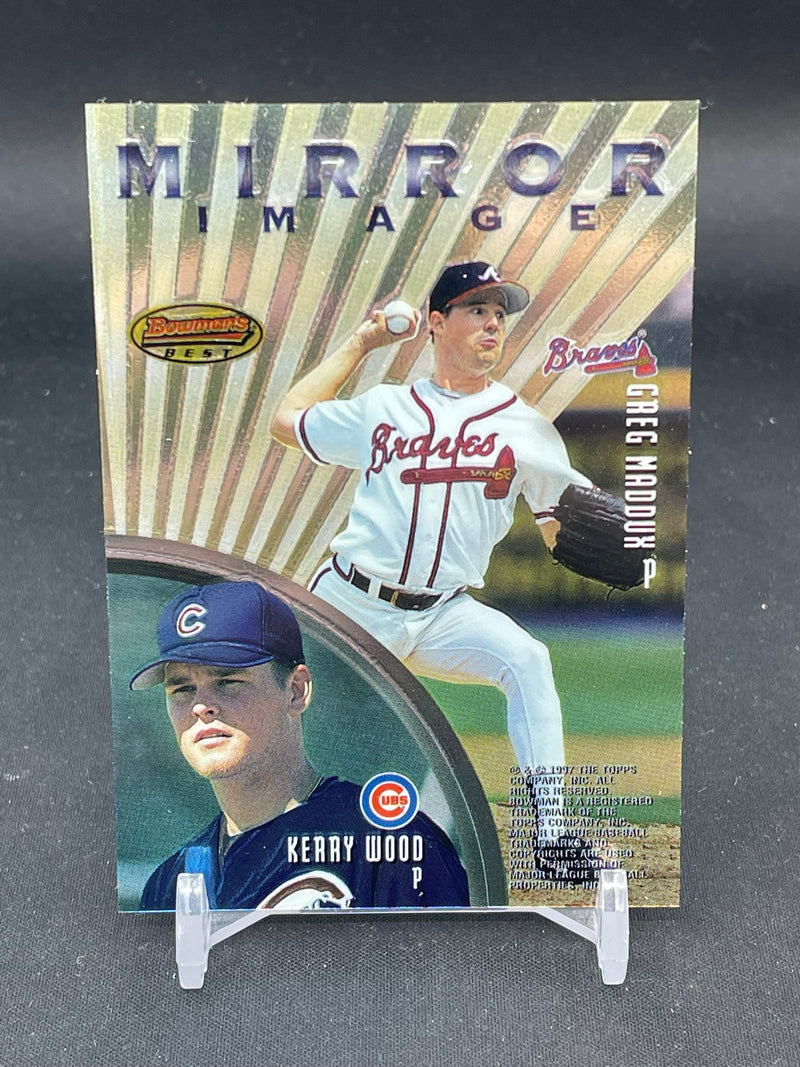 1997 BOWMAN'S BEST - MIRROR IMAGE - K. WOOD / G. MADDUX / K. BENSON / J. SMOLTZ -