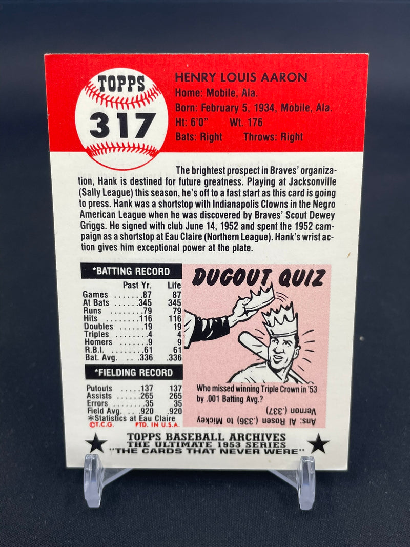 1991 TOPPS ARCHIVES - 1953 REPRINT - H. AARON -