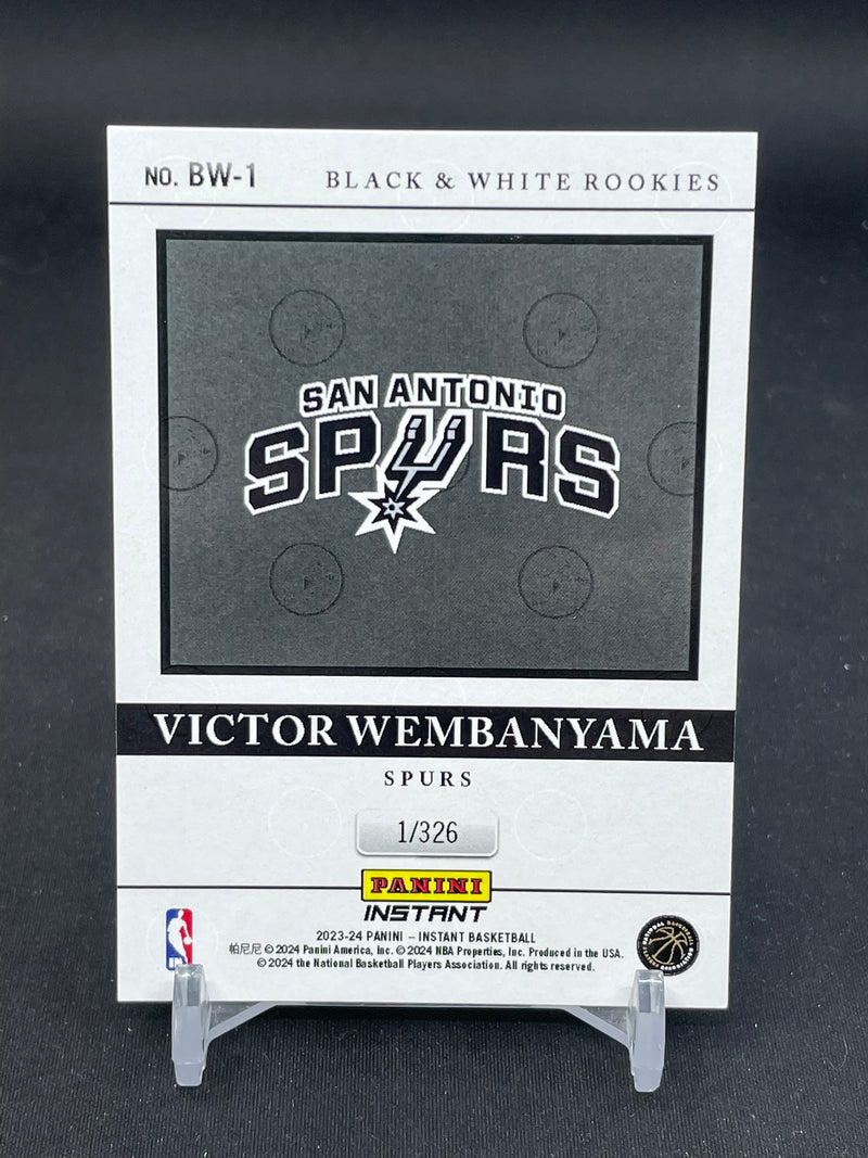 2023 PANINI INSTANT - BLACK & WHITE ROOKIES - V. WEMBANYAMA - #BW-1 - #'D/326 - RC