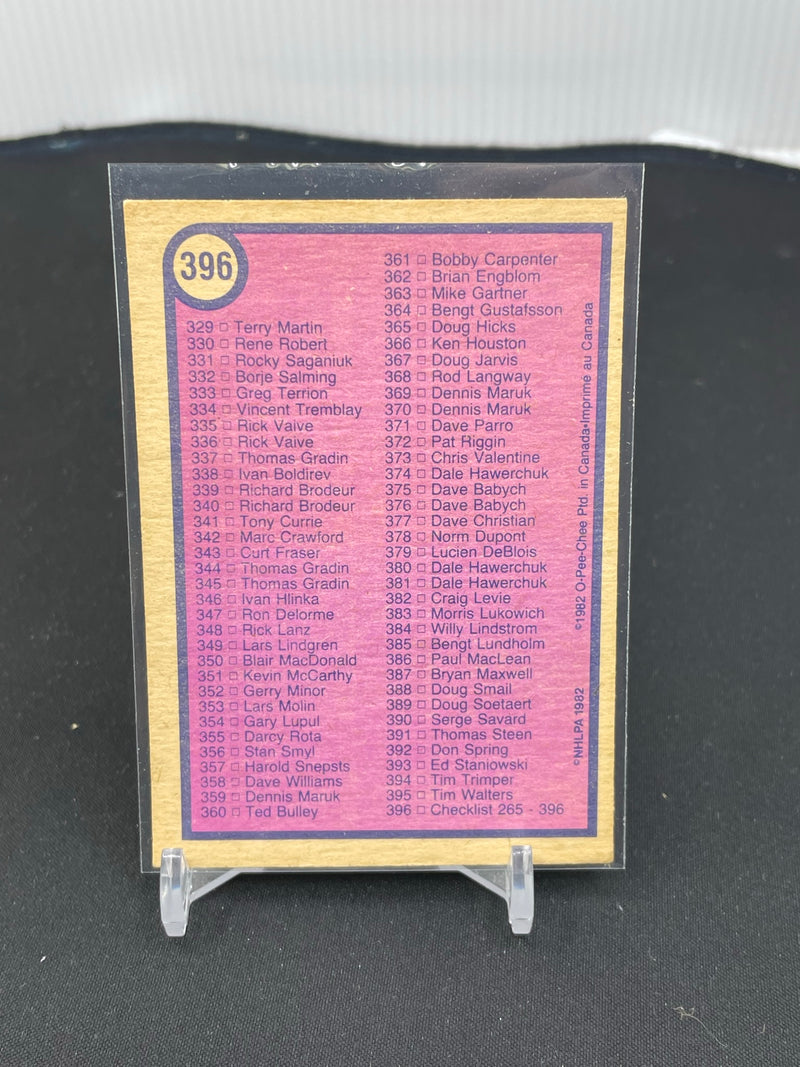 1982 O-PEE-CHEE - CHECKLIST - #265-396 - #396