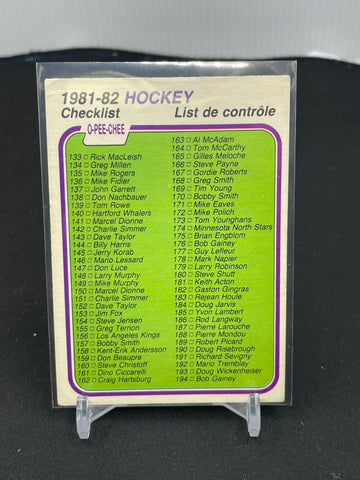 1981 O-PEE-CHEE - CHECKLIST - #133-264 - #380