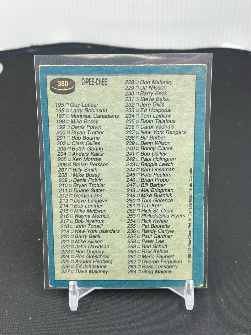 1981 O-PEE-CHEE - CHECKLIST - #133-264 - #380