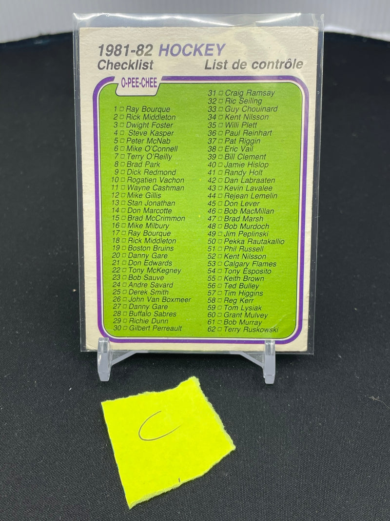1981 O-PEE-CHEE - CHECKLIST - #1-132 - #379