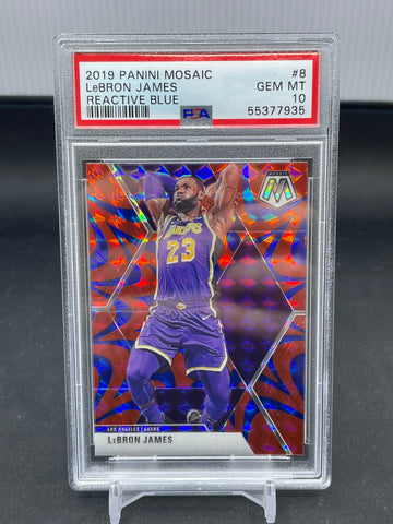 2019 PANINI MOSAIC - REACTIVE BLUE - L. JAMES - #8 - PSA 10