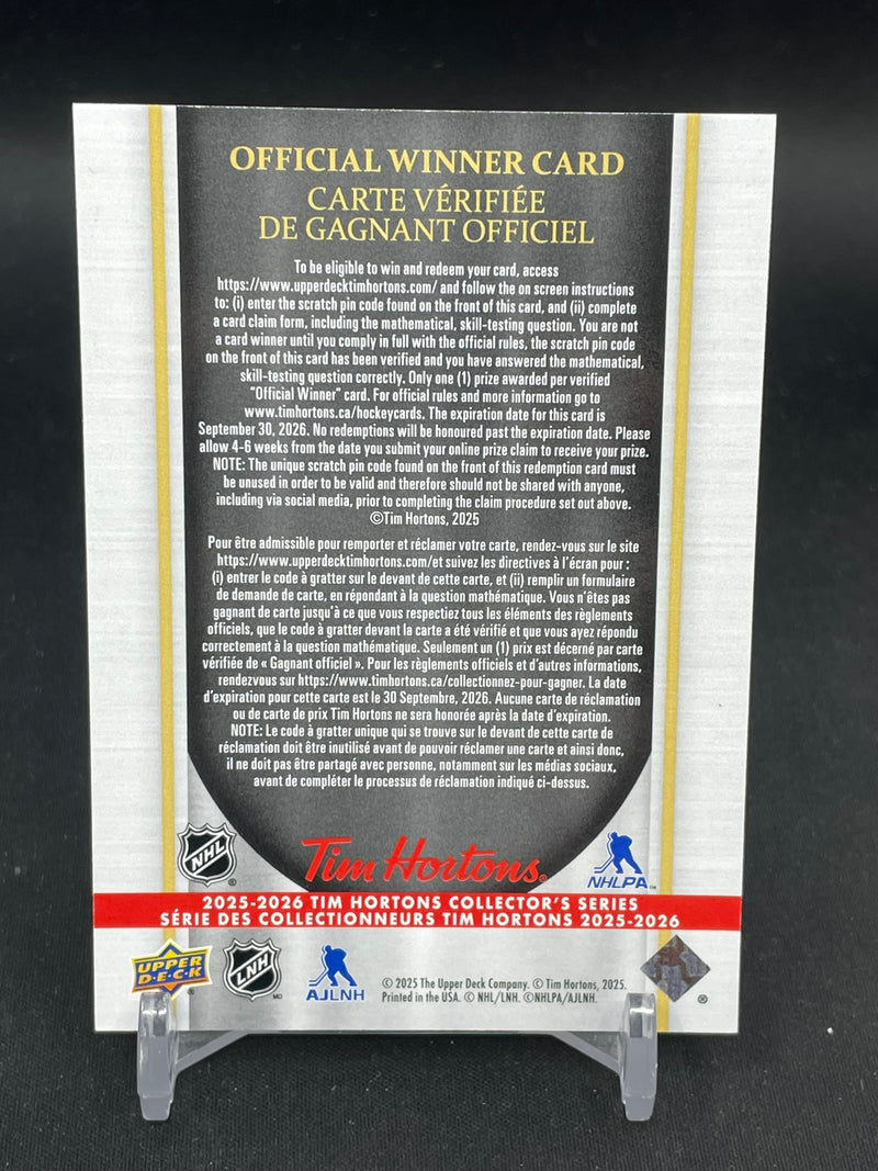 2025 UPPER DECK TIM HORTONS - REDEMPTION - C. HELLEBUYCK - RELIC CARD