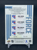 2024 UPPER DECK SPX - FORCE - C. KREIDER / A. PANARIN / M. ZIBANEJAD / A. LAFRENIERE - #SF-KPZL - #'D/49 - LAFRENIERE AUTOGRAPH