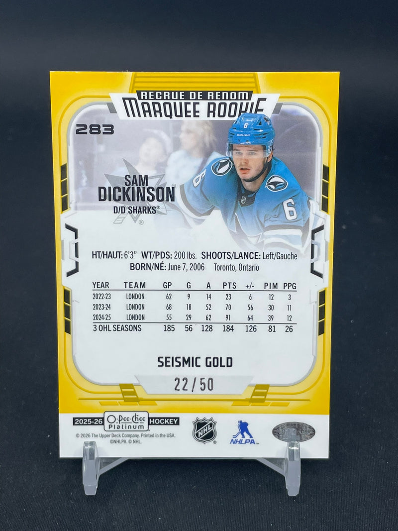 2025 UPPER DECK O-PEE-CHEE PLATINUM - SEISMIC GOLD - MARQUEE ROOKIE - S. DICKINSON - #283 - #'D/50 - RC