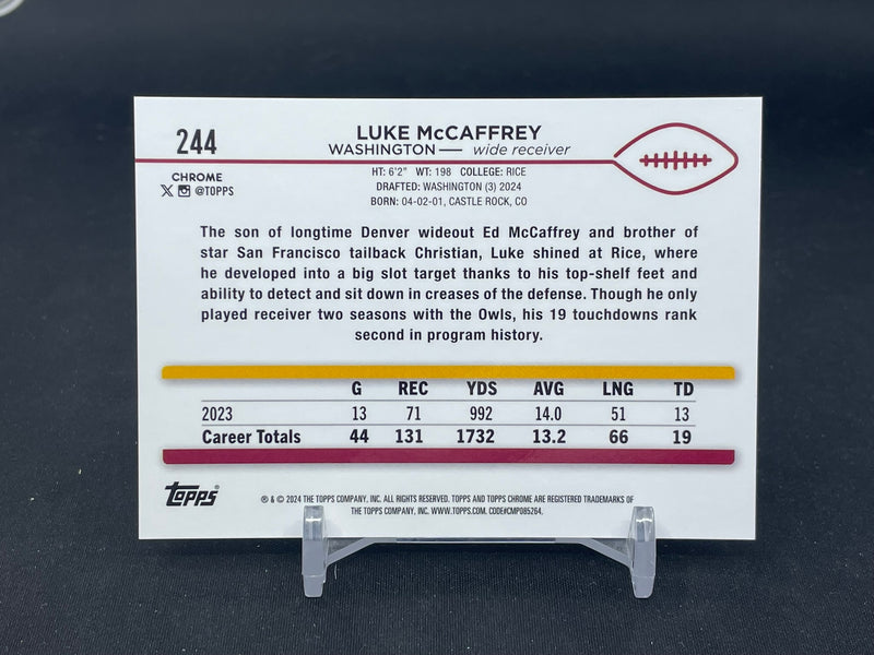 2024 TOPPS CHROME - ORANGE WAVE - L. MCCAFFREY - #244 - #'D/25 - RC