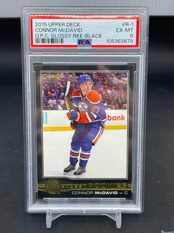 2015 UPPER DECK SERIES TWO - BLACK - O-PEE-CHEE GLOBBY ROOKIE - C. MCDAVID - #R-1 - PSA 6 - RC