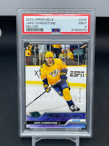2023 UPPER DECK SERIES ONE - DELUXE - YOUNG GUNS - J. LIVINGSTONE - #245 - #'D/250 - PSA 9 - RC
