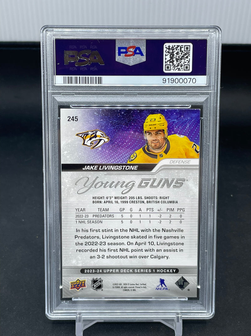 2023 UPPER DECK SERIES ONE - DELUXE - YOUNG GUNS - J. LIVINGSTONE - #245 - #'D/250 - PSA 9 - RC