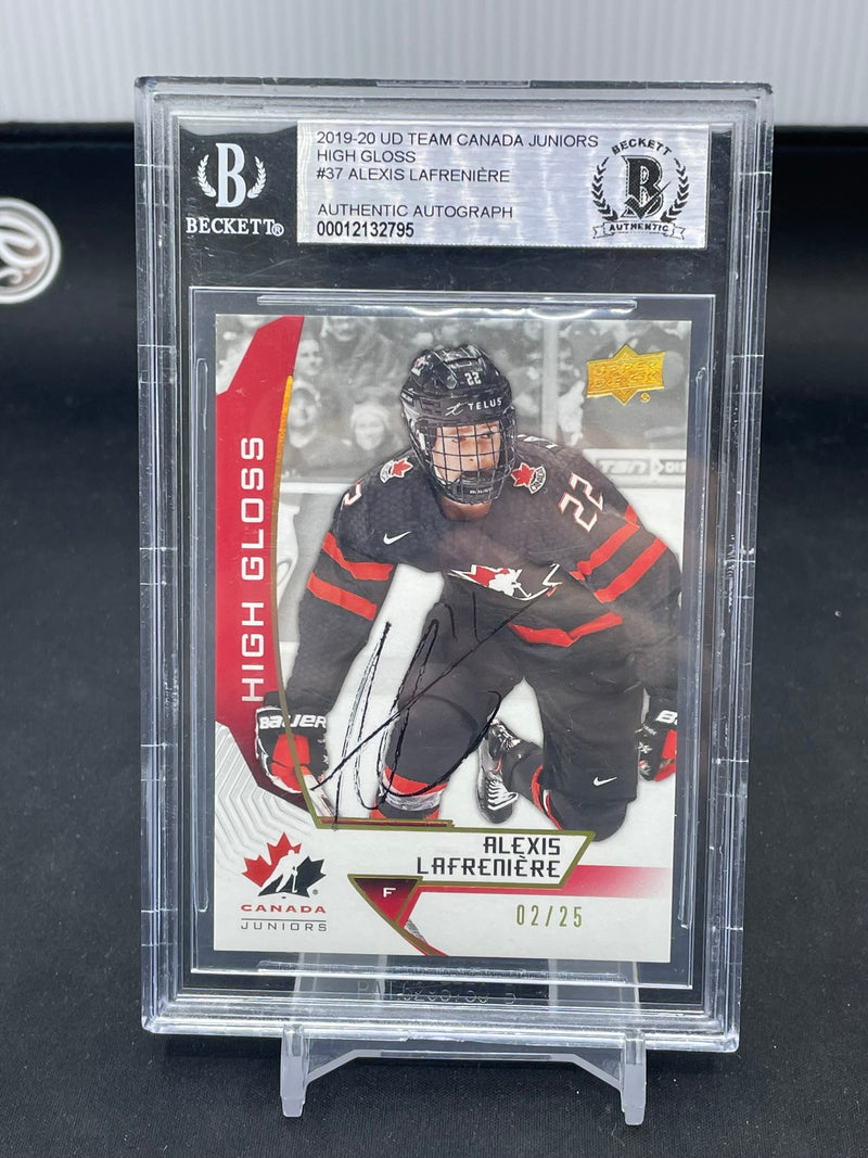 2019 UPPER DECK TEAM CANADA JUNIORS - HIGH GLOSS - A. LAFRENIERE - #37 - #'D/25 - AUTOGRAPH - BGS AUTHENTICATED