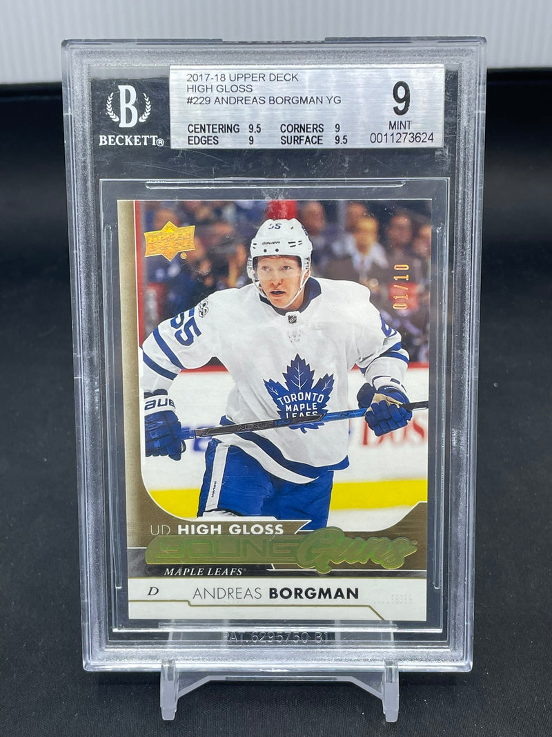 2017 UPPER DECK SERIES ONE - UD HIGH GLOSS - YOUNG GUNS - A. BORGMAN - #229 - #'D/10 - BGS 9 - RC