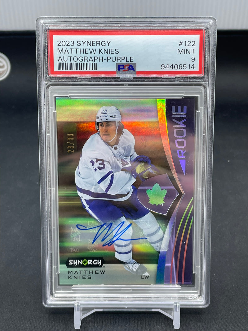 2023 UPPER DECK SYNERGY - PURPLE - ROOKIE - M. KNIES - #122 - #'D/99 - AUTOGRAPH - PSA 9 - RC