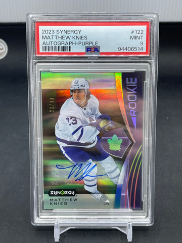 2023 UPPER DECK SYNERGY - PURPLE - ROOKIE - M. KNIES - #122 - #'D/99 - AUTOGRAPH - PSA 9 - RC