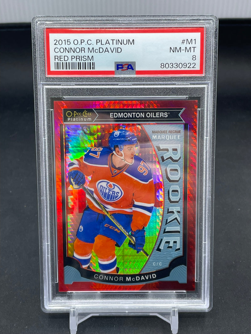2015 UPPER DECK O-PEE-CHEE PLATINUM - RED PRISM - MARQUEE ROOKIE - C. MCDAVID - #M1 - #'D/149 - PSA 8 - RC