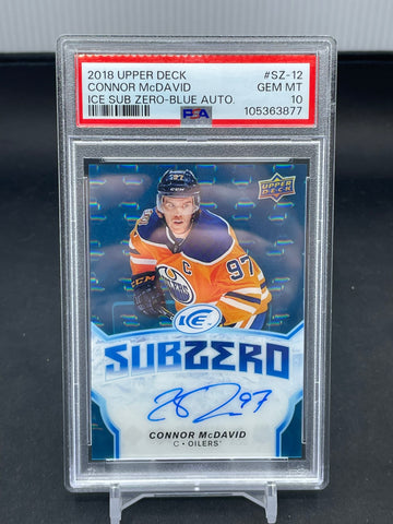 2018 UPPER DECK ICE - BLUE AUTO - SUBZERO - C. MCDAVID - #SZ-12 - PSA 10 - AUTOGRAPH