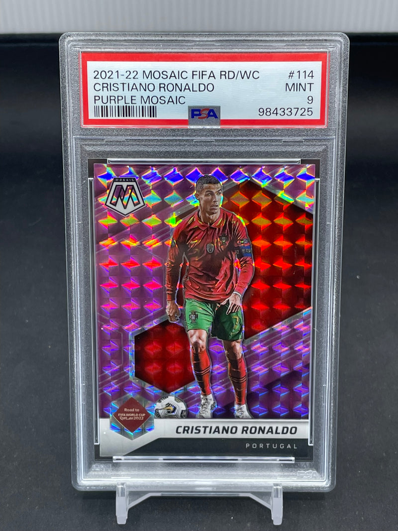 2021 PANINI MOSAIC FIFA ROAD TO WORLD CUP - PURPLE MOSAIC - C. RONALDO - #114 - #'D/49 - PSA 9