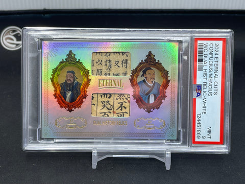 2024 ETERNAL CUTS WORLD CELEBRITIES EDITION - WHITE - DUAL HISTORY RELICS - CONFUCIUS / MENCIUS - #'D/50 - PSA 9