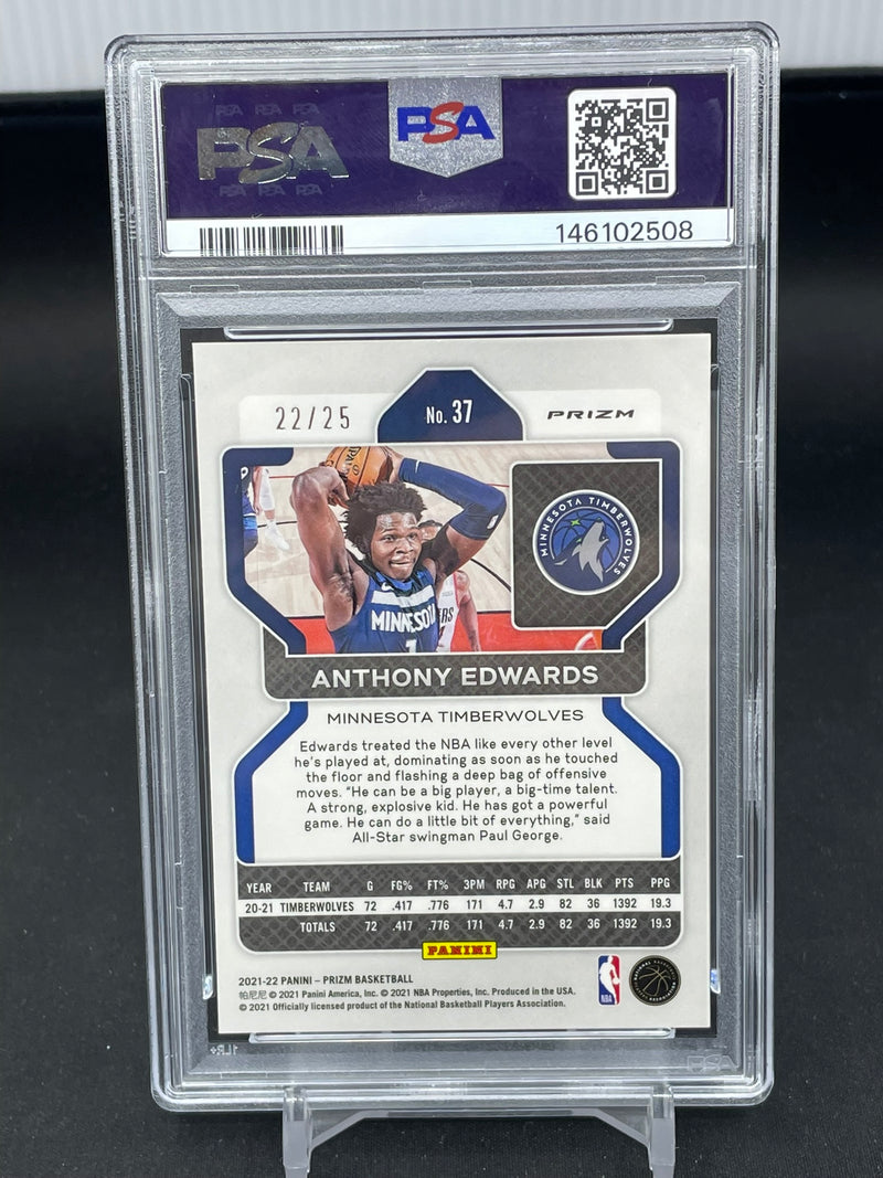 2021 PANINI PRIZM - GREEN PULSAR - A. EDWARDS - #37 - #'D/25 - PSA 9