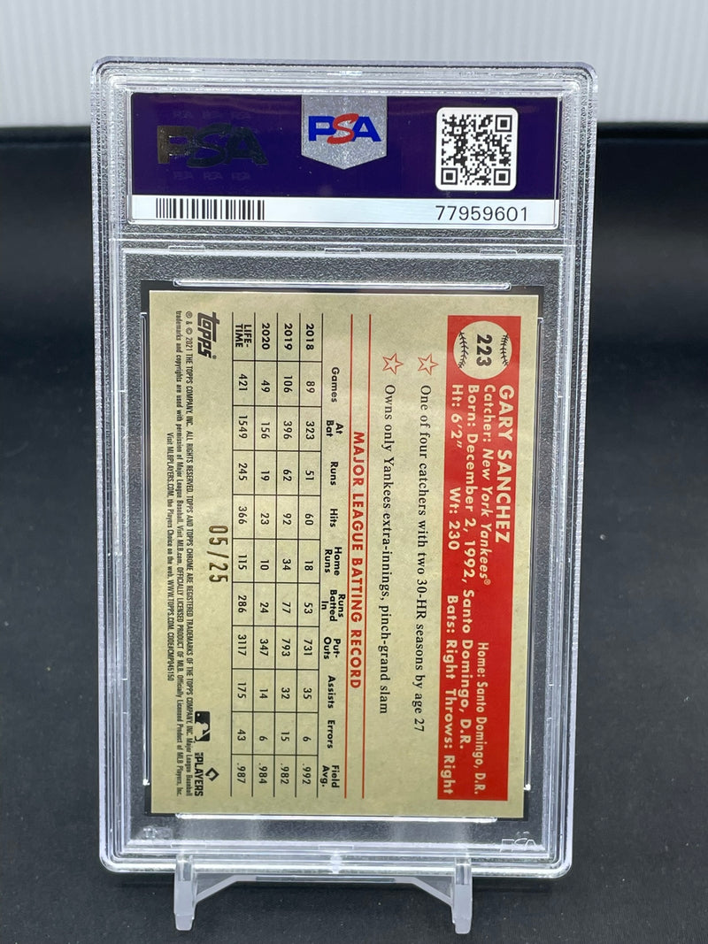 2021 TOPPS CHROME PLATINUM ANNIVERSARY - 70TH ANNIVERSARY ORANGE/YELLOW REFRACTOR - G. SANCHEZ - #223 - #'D/25 - PSA 10