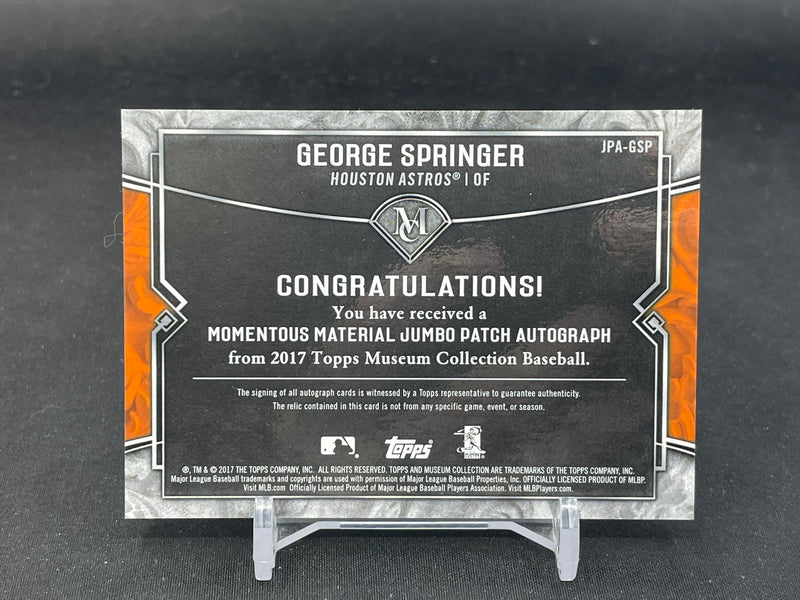 2017 TOPPS MUSEUM COLLECTION - MOMENTOUS MATERIAL - G. SPRINGER - #JPA-GSP - #'D/15 - RELIC - AUTOGRAPH