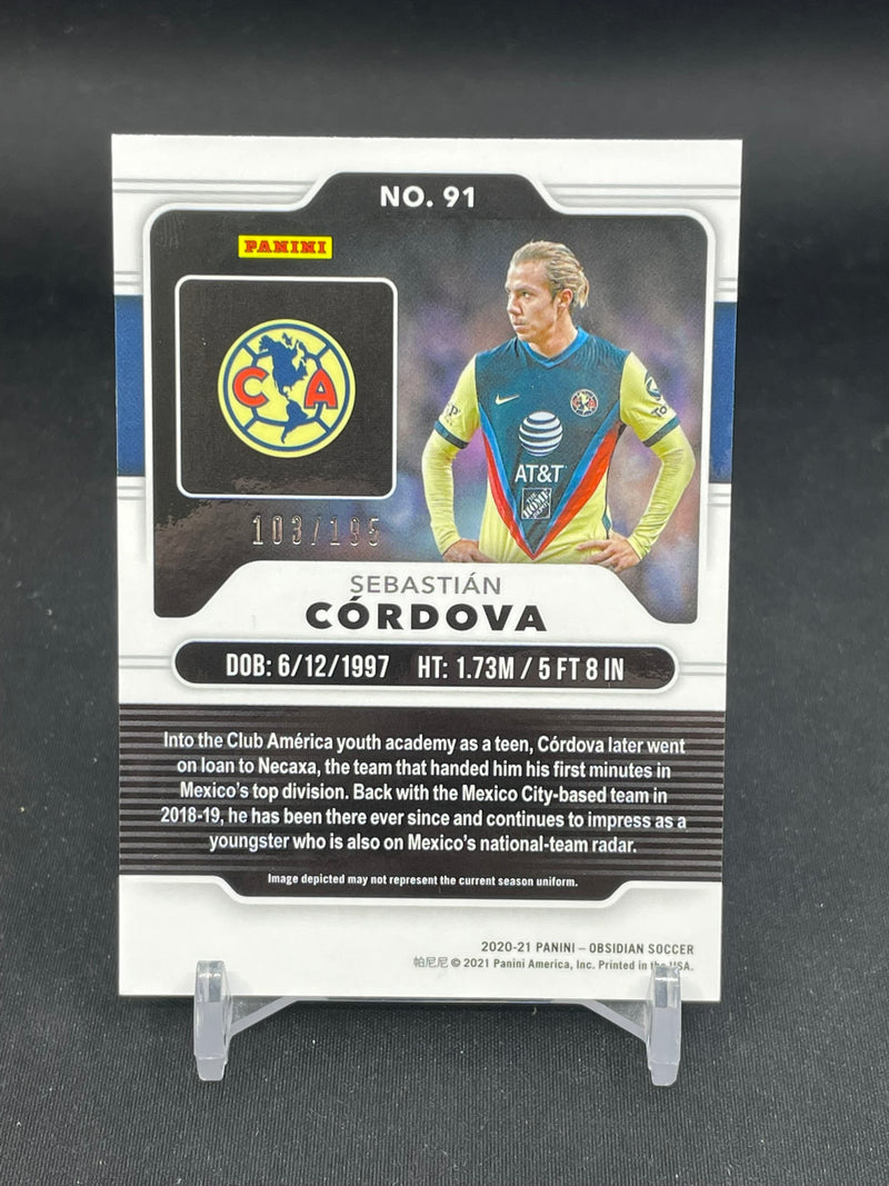 2020 PANINI OBSIDIAN - S. CORDOVA - #91 - #'D/195 - RC