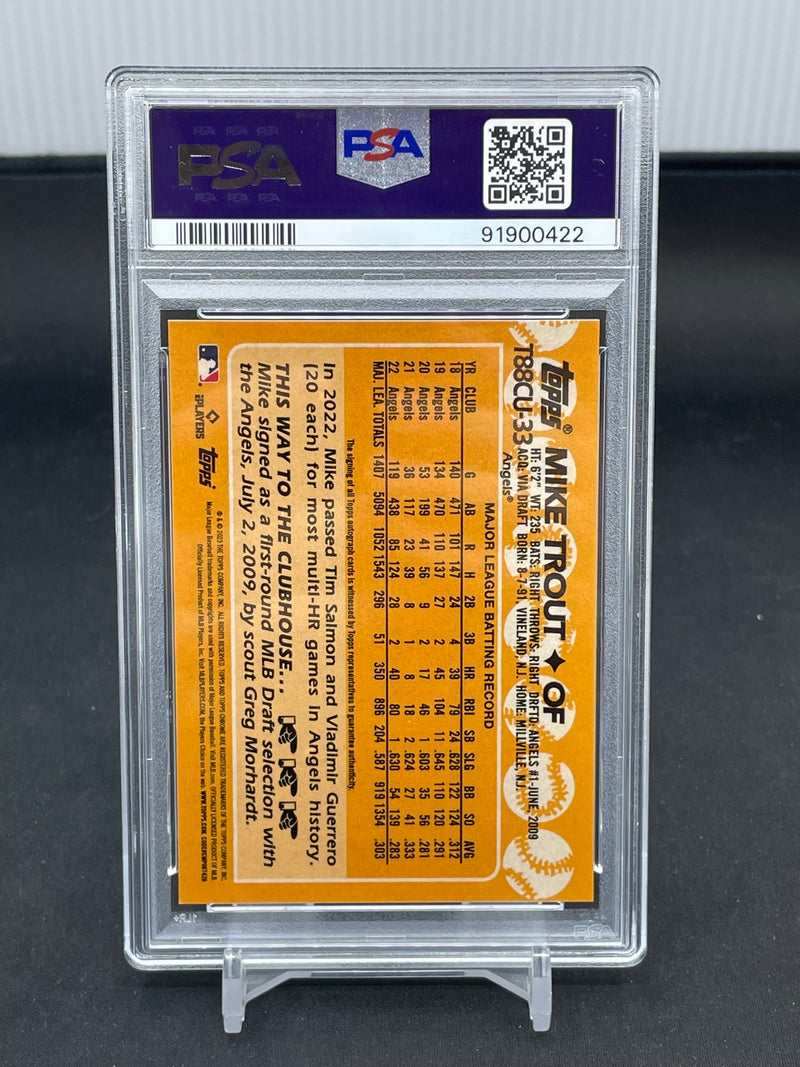 2023 TOPPS UPDATE SERIES - SILVER PACK - ORANGE - M. TROUT - #T88CU33 - #'D/25 - AUTOGRAPH - PSA 9