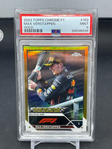 2023 TOPPS CHROME F1 - GOLD - M. VERSTAPPEN - #162 - #'D/50 - PSA 9