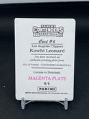 2021 PANINI CONTENDERS - MAGENTA PRINTING PLATE - K. LEONARD - #6 - #'D/1