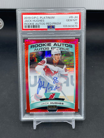 2019 UPPER DECK O-PEE-CHEE PLATINUM - RED PRISM - ROOKIE AUTOS - J. HUGHES - #R-JH - #'D/50 - AUTOGRAPH - PSA 10 - RC