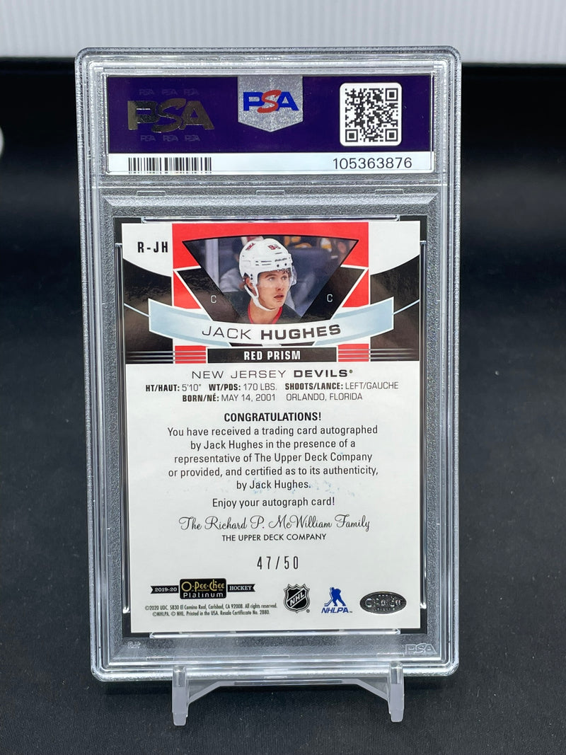 2019 UPPER DECK O-PEE-CHEE PLATINUM - RED PRISM - ROOKIE AUTOS - J. HUGHES - #R-JH - #'D/50 - AUTOGRAPH - PSA 10 - RC
