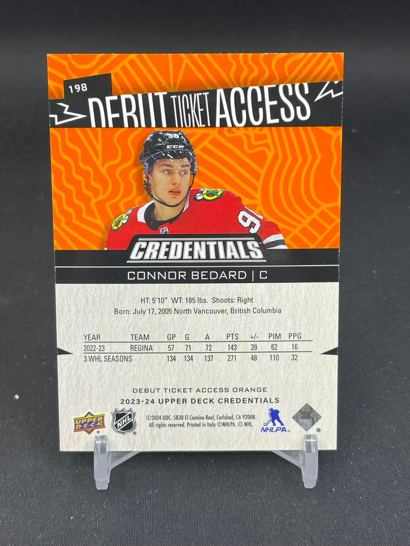 2023 UPPER DECK CREDENTIALS - ORANGE - DEBUT TICKET ACCESS - C. BEDARD - #198 - #'D/249 - RC