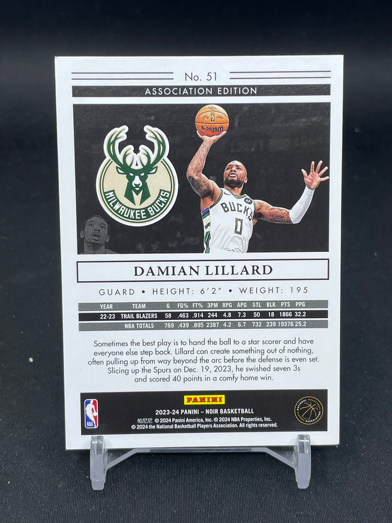 2023 PANINI NOIR - ASSOCIATION EDITION - D. LILLARD - #51 - #'D/99